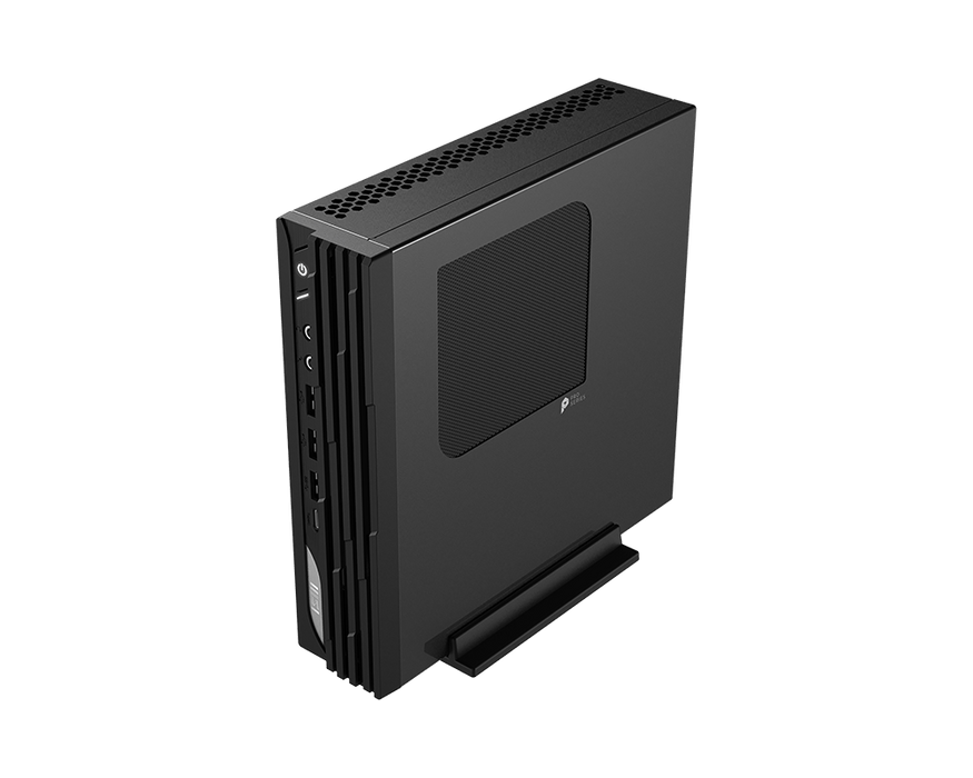 MSI PRO DP21 14M-1047TH mini PC in black, showcasing sleek design and compact build for efficient performance.